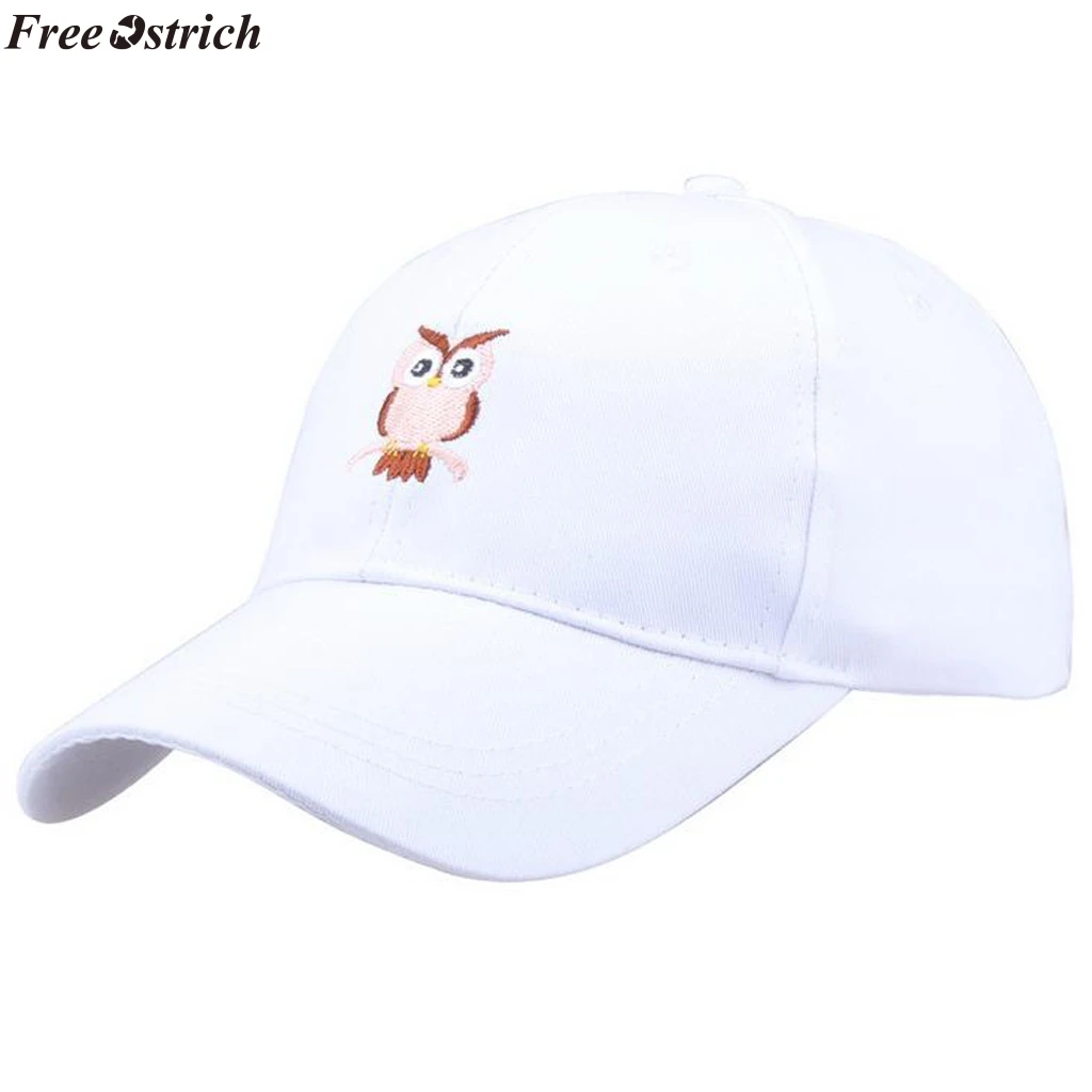 Бесплатная Страусиная бейсбольная кепка с вышитой совой из мультфильма унисекс