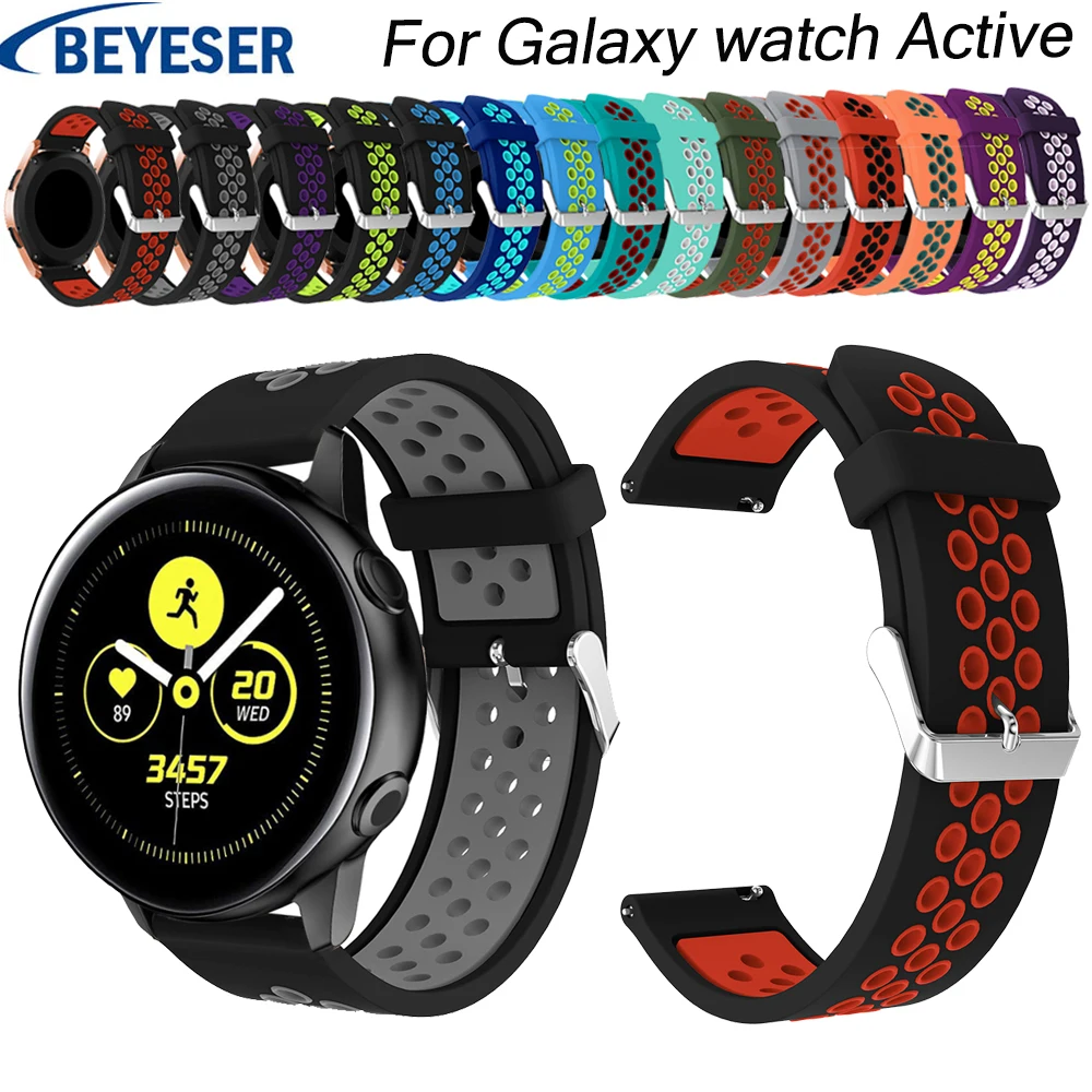 Силиконовый резиновый ремешок для часов Samsung Galaxy Watch active smart сменный Браслет 20 мм
