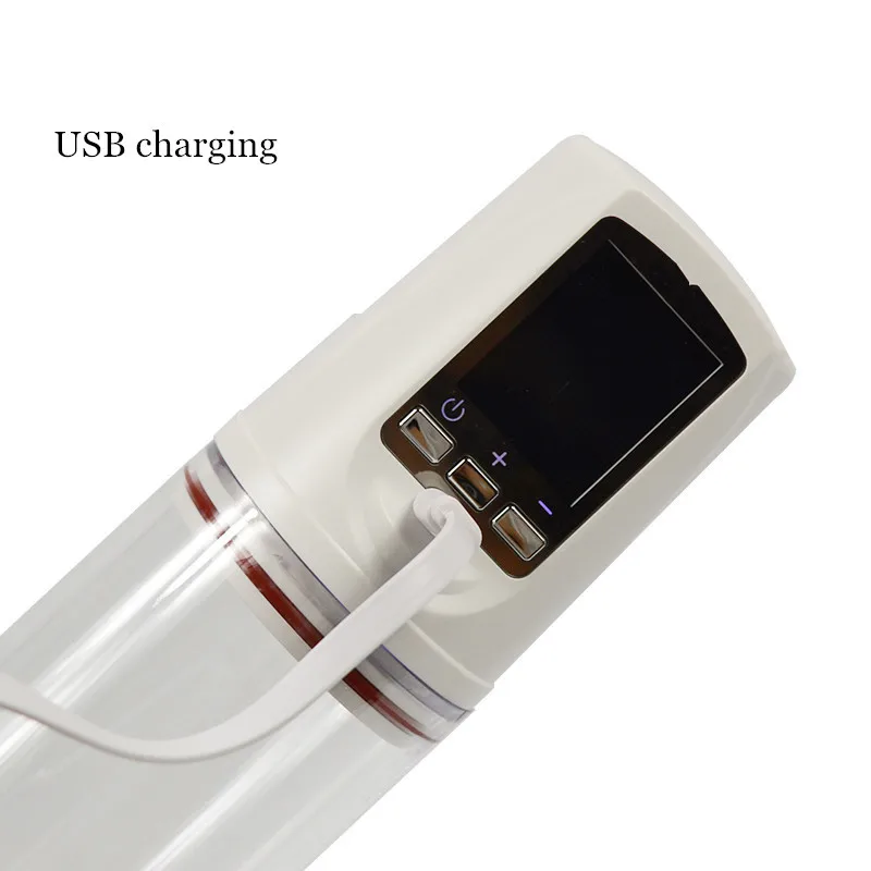 Насос для пениса USB Перезаряжаемый светодиодный автоматический удлинитель