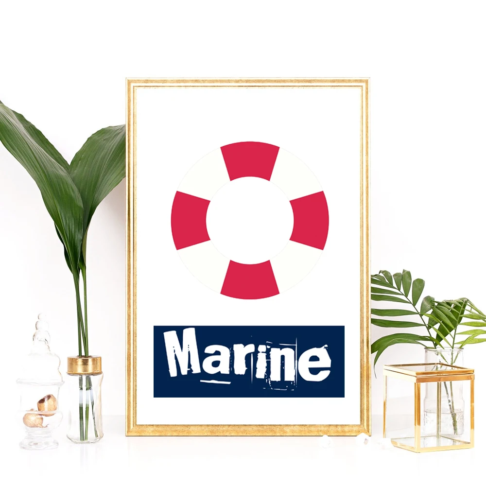 Темно-синий моряк морская детская цитата якорь холст печать для женского декора
