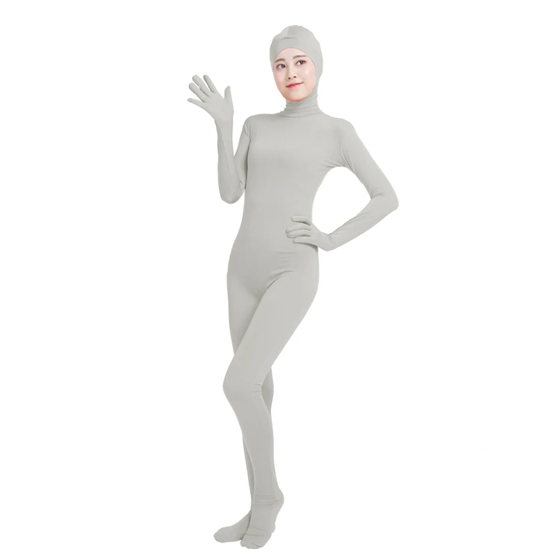 Light Gray Ensnovo, унисекс, косплей, Zentai, костюмы для женщин и мужчин, для взрослых, с открытым лицом, на все тело, спандекс, зентай-костюм, черный, боди, костюмы для косплея - Цвет: Light Gray