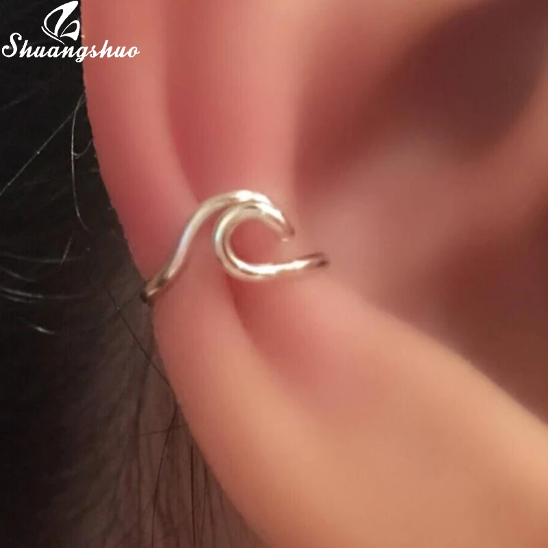 Yiustar Fashion Sea Wave Ear Climbers Earrings for Women Twisted Cuff Conch Piercing Earings Pendientes Boho Jewelry | Украшения и