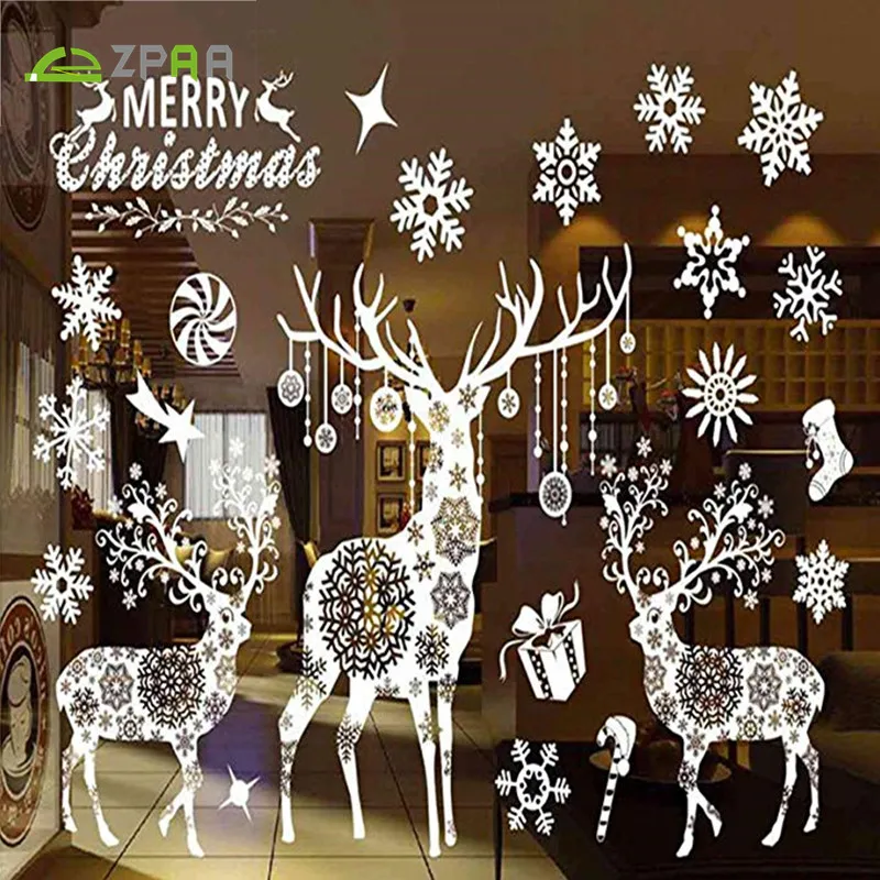 ZPAA 2018 украшение новогоднее оконное Стекло ПВХ стены Стикеры фон Merry