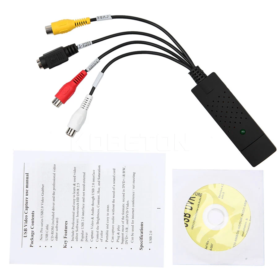 Портативный простой в использовании USB 2 0 адаптер Kebidumei для аудио и видео VHS на DVD
