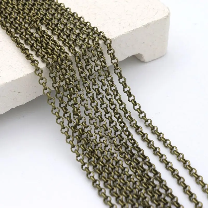 5 Meter Antique Bronze Round Ring Iron Copper Metal Chain For Making Jewelry Findings Necklace Bracelet Diy Accessories