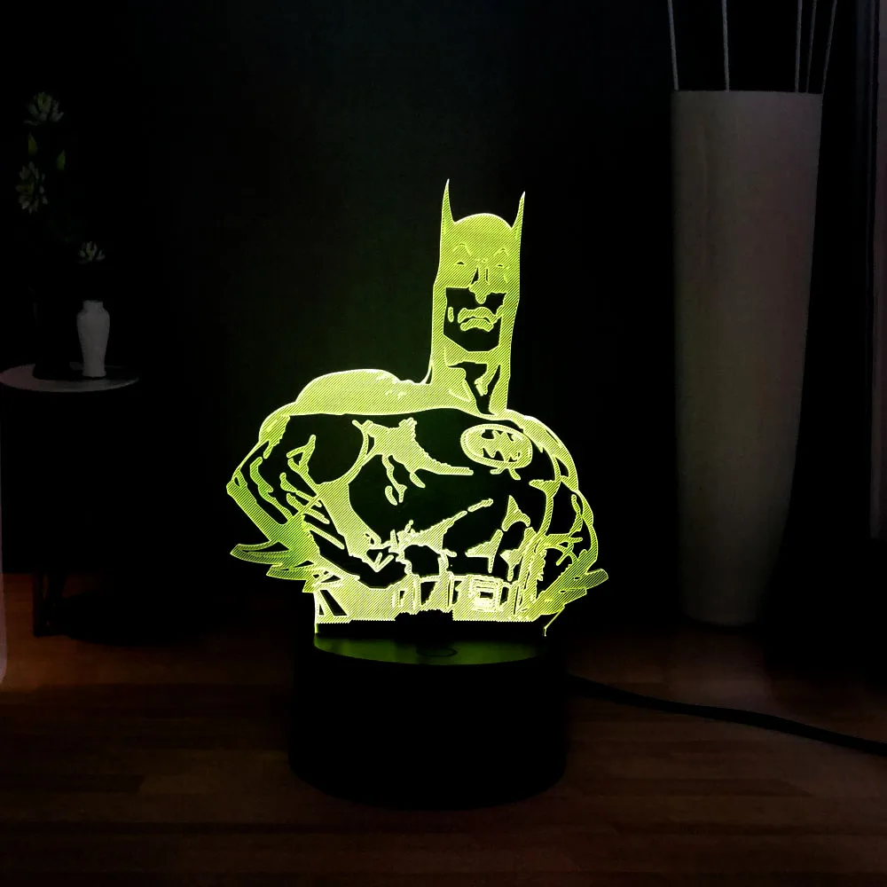 Amroe новинка 2019 3D мультфильм 7 цветов серия Marvel фигурка героя Бэтмена светодиодная
