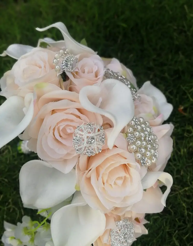 Водопад Розовые Свадебные цветы букеты искусственный жемчуг Кристалл букет De