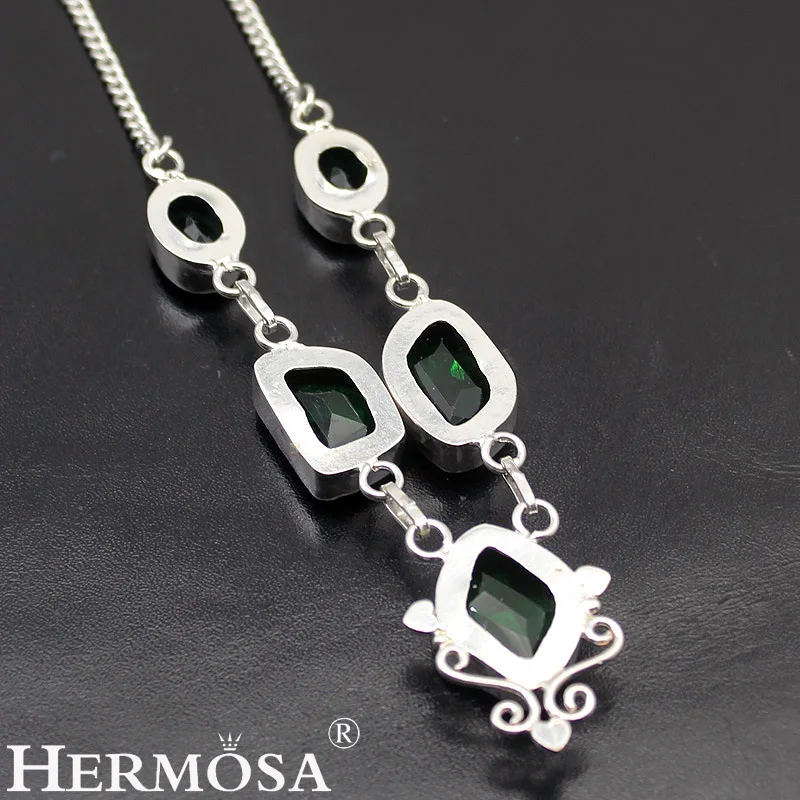 

Natural Faceted Birthstone Green Topazz Chain Necklace 925 Sterling Silver Color Women Jewelry 18.5 Inch TF6