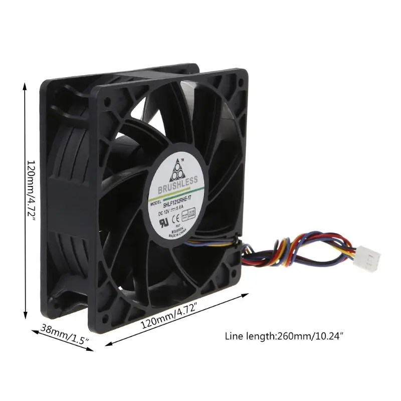 Охлаждающий вентилятор 12038 12V 1.5A 1.85A 5A 3.0A 4.8A двойной шариковый подшипник бесщеточный 4Pin инвертор сервер S7 S9 D3 L3 E9 T9 FFB1224EHE-F00