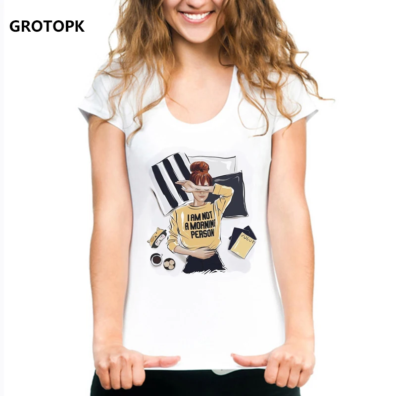 Женская футболка с принтом Wake Up, женские летние футболки с принтом, хлопок, Забавные футболки, Корейская одежда, Harajuku Vogue Top