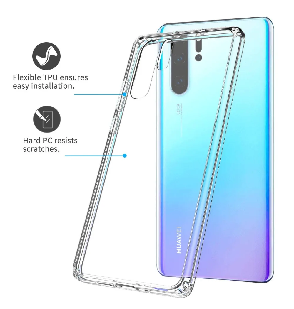 Роскошный чехол для Huawei P30 Pro ультратонкий прозрачный силиконовый из ТПУ защитный