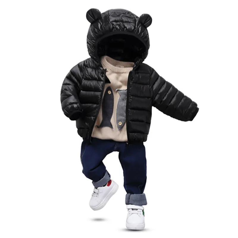 Light Children Jacket Cute Outerwear Boy And Girl Autumn Warm Down Ears Hooded Coat Teenage Parka Kids Winter Size 6M-4T | Детская