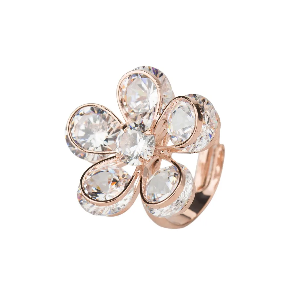 Женское кольцо с цветком Manxiuni из нержавеющей стали кристаллами без никеля ZA8003|rings