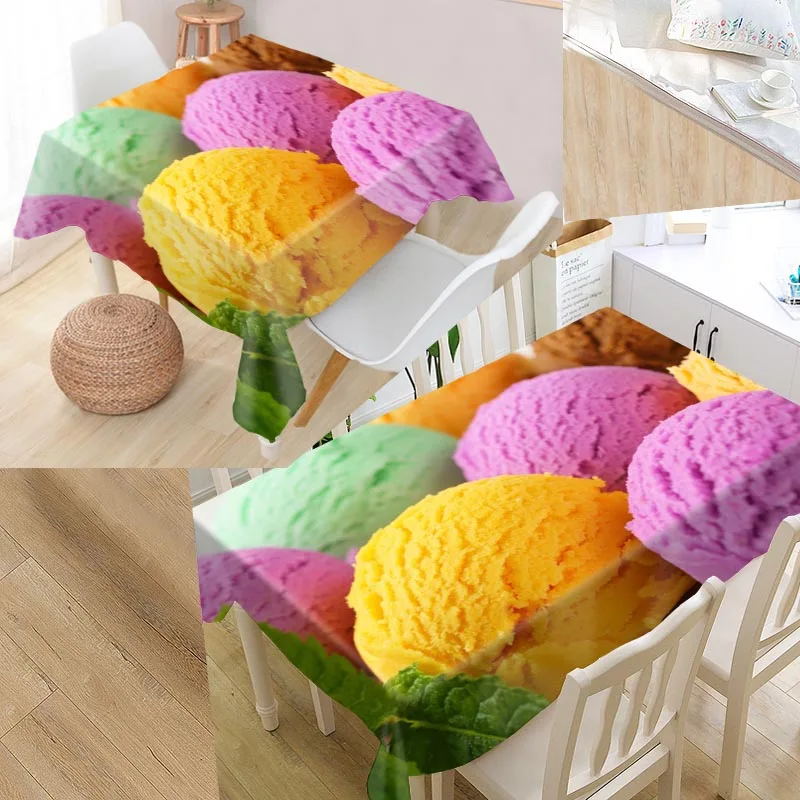 

Sweets Ice Cream Custom Table Cloth Oxford Fabric Rectangular Waterproof Oilproof Table Cover Family Party Tablecloth