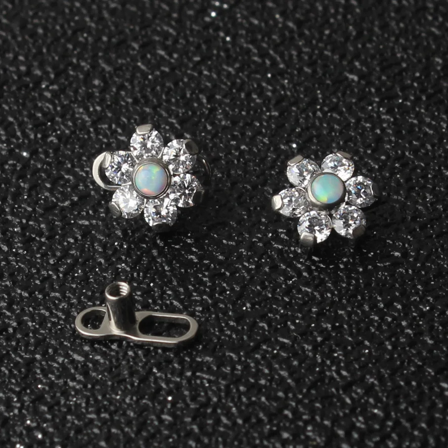 Титановый цветок опала G23 микро дермальный якорь основание для погружения в кожу