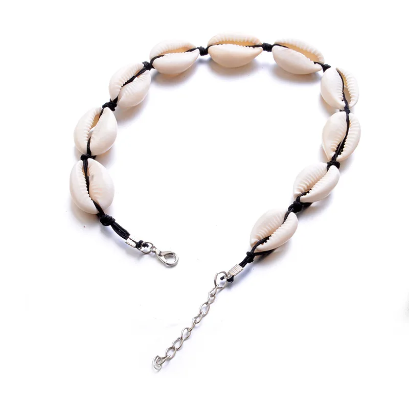 2019 New Vintage Fashion Black Rope Chain Seashell Choker Necklace For Women Summer Beach Gifts Boho Jewelry | Украшения и