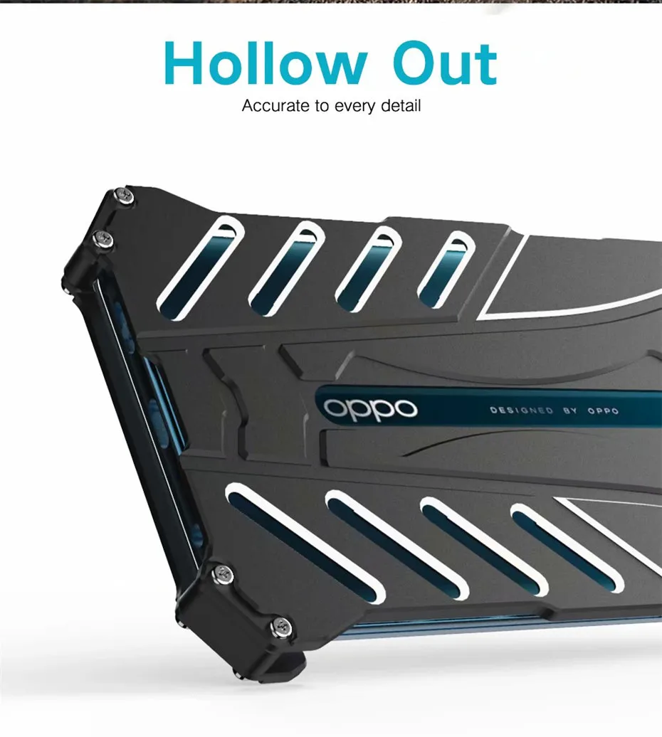 R-JUST For OPPO Reno 10X Zoom Case Luxury Heavy Duty Armor Metal Aluminum Phone Shell For OPPO Reno 2Cover Bumper Frame Coque