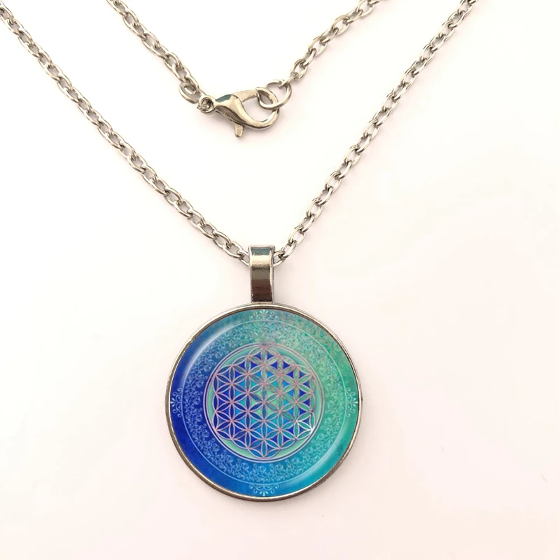 Кулон цветок жизни ожерелье Ом чакра Мандала ювелирные изделия Священная