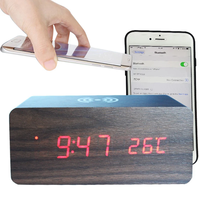 

Hot Digital LED Alarm Clock Bluetooth Speaker Alarm Clock Office Bedroom Bedside USB Wireless Subwoofer Stereo Music Despertador