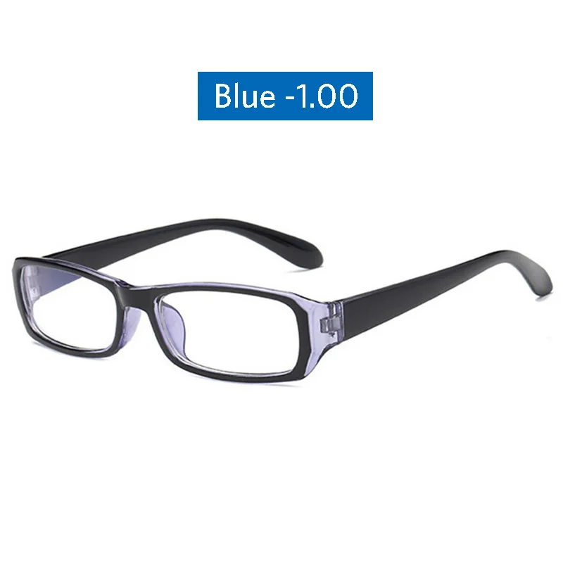 Blue -1.00 Iboode, простые очки для близорукости, очки для близорукости, женские, мужские, черная оправа, короткий объектив прицела, очки, анти-голубые очки, ультра светильник - Цвет оправы: Blue -1.00