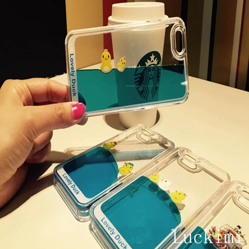 Милый чехол для телефона iphone X с плавающим утиным песком 6 8 защитный 7 Plus все