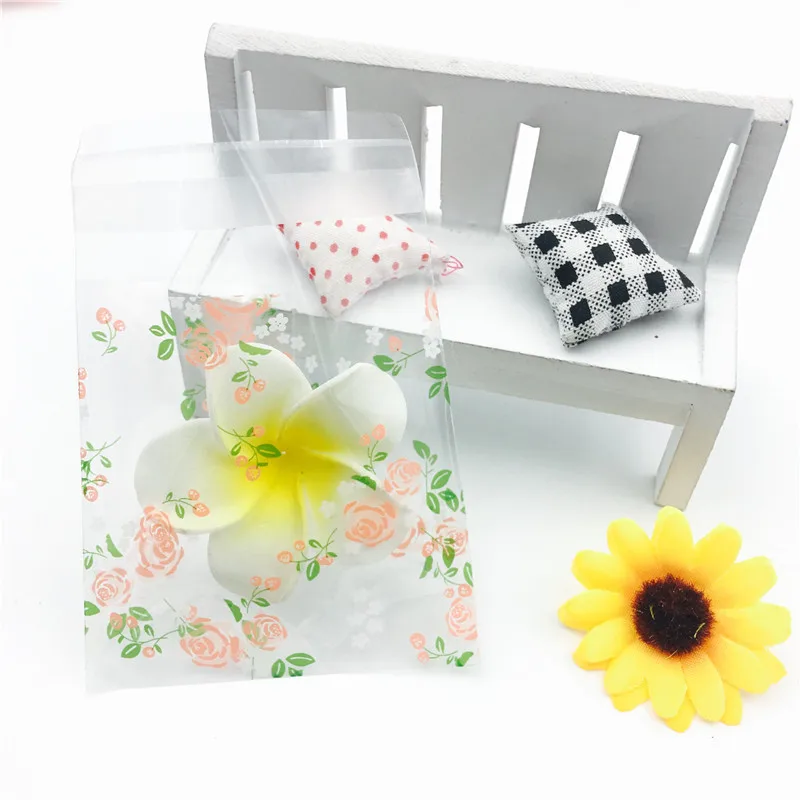 2 размера 100 шт./лот прозрачные розовые пакеты для печенья самоклеющиеся