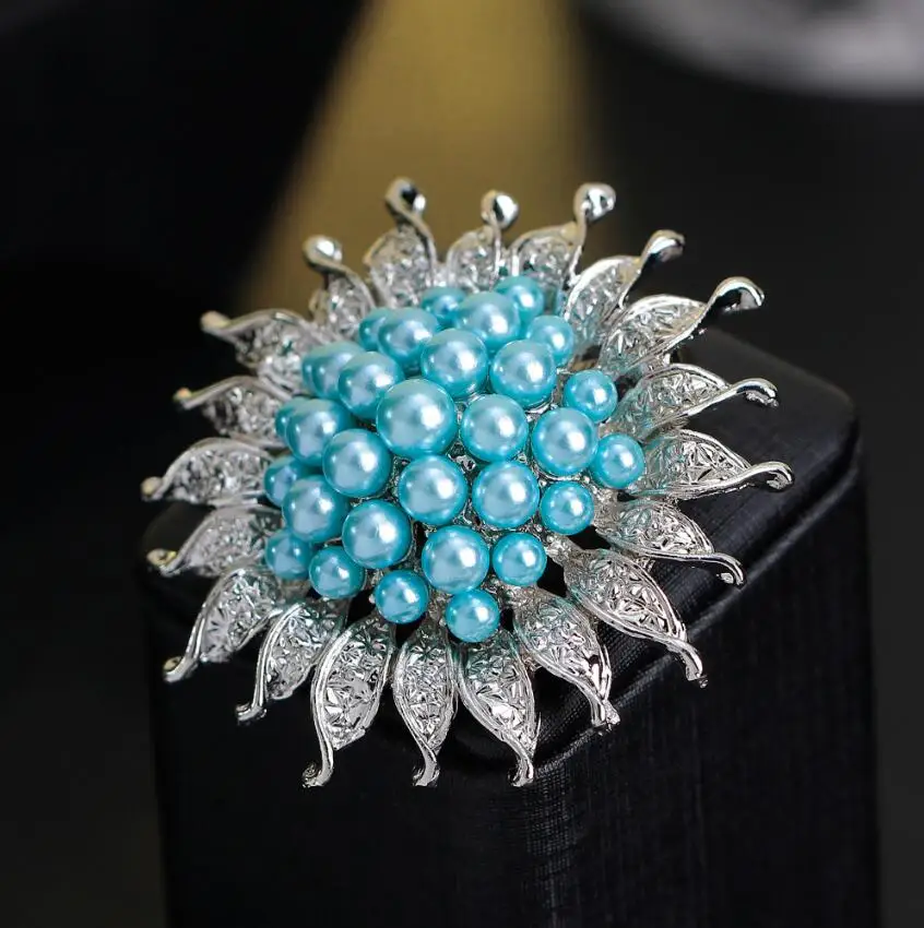 Высококачественная модная брошь в форме подсолнуха имитация жемчуга сплав