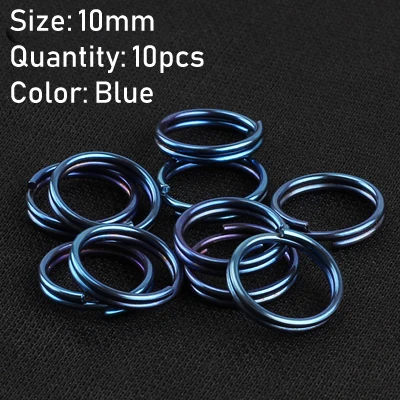 10mm blue 10 шт. титановый сплав EDC брелок Открытый Портативный брелок разделенный брелок для ключей держатель для ключей Кемпинг путешествия подвесной инструмент - Цвет: 10mm blue