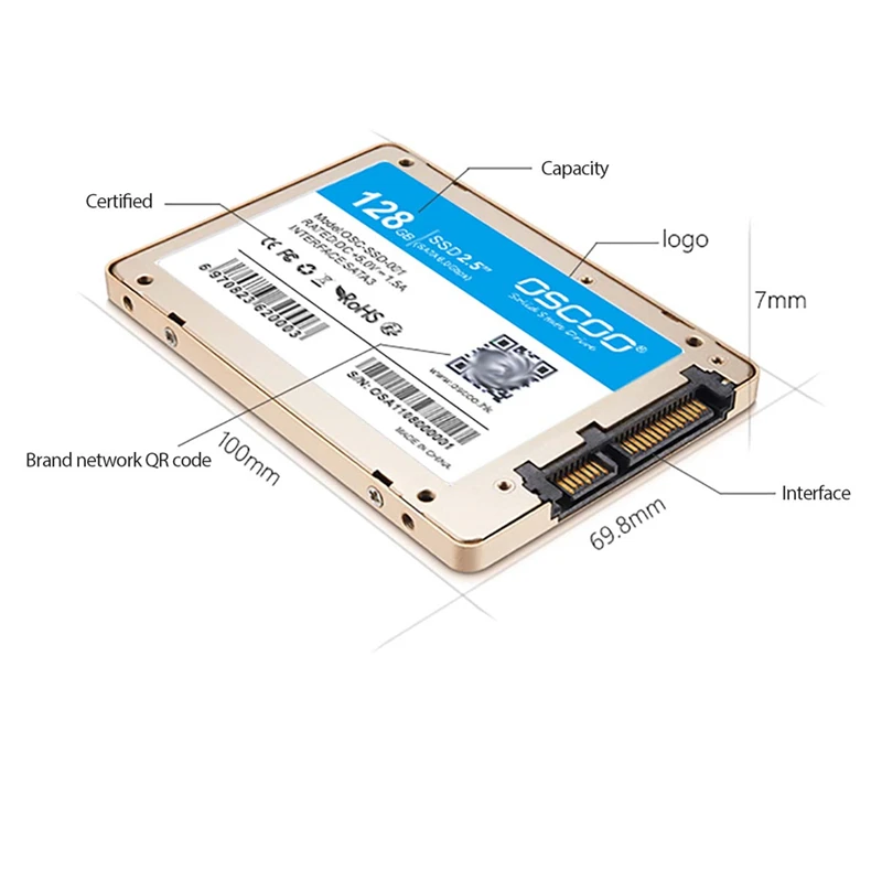 OSCOO SSD SATA3 120 дюймов 2 5 ГБ Внутренний твердотельный накопитель ультратонкий мм 7 SATA