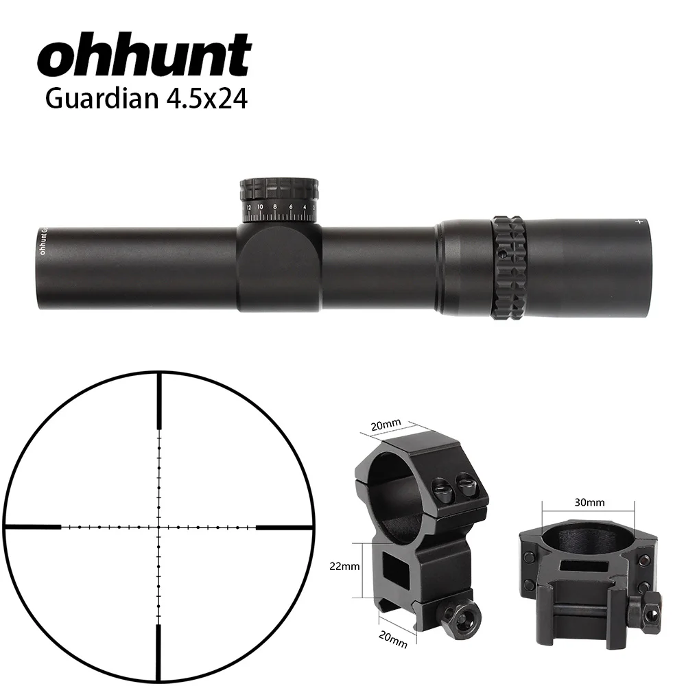 Ohhunt Guardian компактная Охотничья винтовка 25,4 мм или 30 мм трубка тактическая Оптика прицел Fogproof азот герметичный - Цвет: 4.5x24 Picatinny
