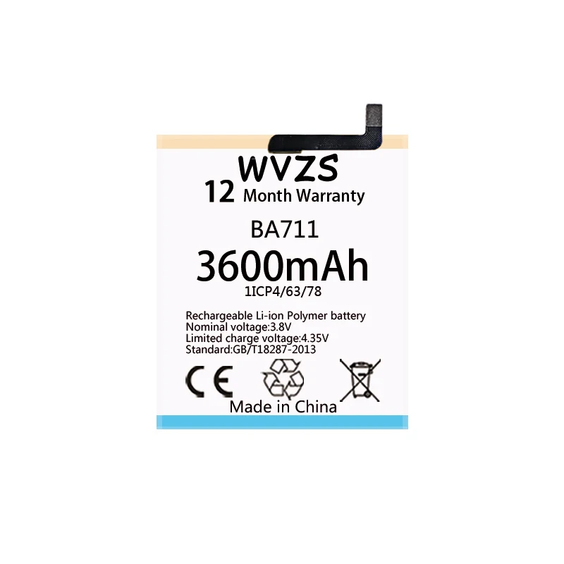 Wvzs 4600 мАч литий полимерный аккумулятор BA711 для Meizu Meilan M711M M711Q M711C сменные