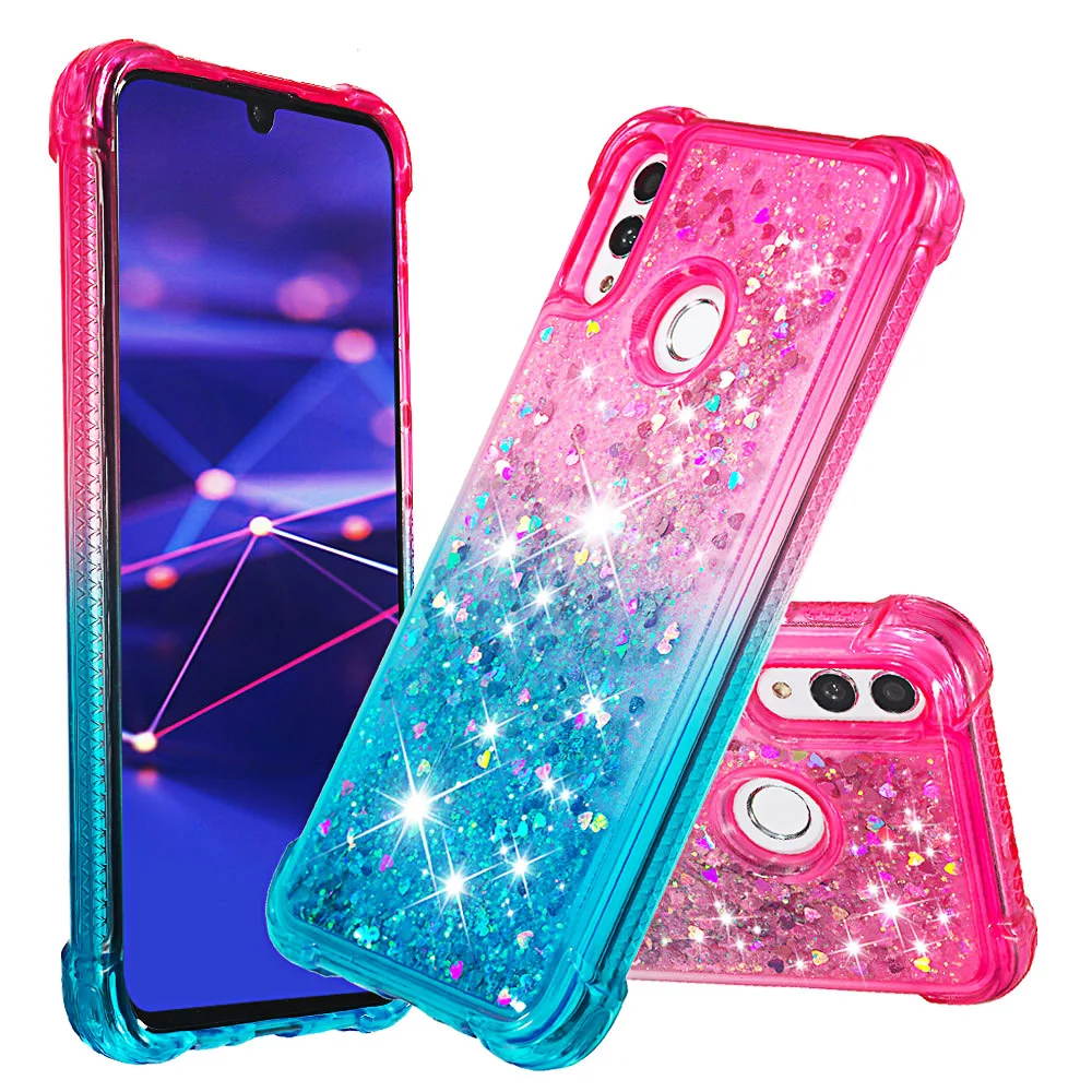 Чехол для телефона TIKONO Love Heart с блестками Huawei Honor 10 Lite/P Smart (2019) жидкий зыбучий песок