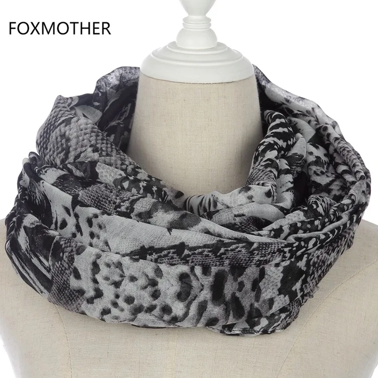 FOXMOTHER новые модные женские зимние черные змея, крокодил шарфы шаль-снуд платок женский шарф подарки для дам - Цвет: Snood Styles