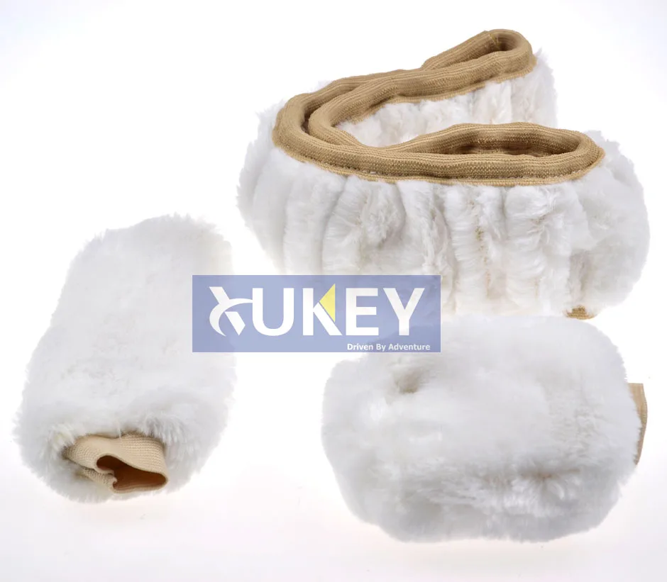 white XUKEY 3 шт. зимний плюшевый Меховой чехол рулевого колеса автомобиля ручной тормоз крышка ручки передач пушистый мягкий захват автомобиля Стайлинг - Название цвета: white