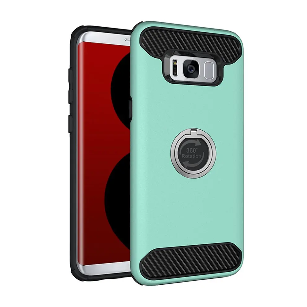 5 Pcs Phone Drop Resistant Solid Protective Case Soft With Finger Ring For Samsung S8 Plus Mint Green Mobile Shell |