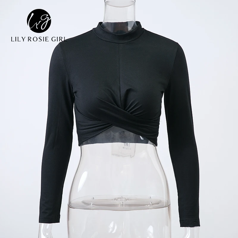 Lily Rosie/осенние белые сексуальные повседневные женские блузки с круглым вырезом и