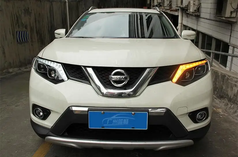 2pcs car Head light For X-Trail Rogue Headlights~/~2016year rogue headlight x trail xtrail DRL HI LO HID xenon