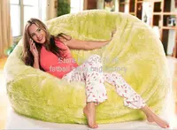 SHAGGY FUR SOLID LEANBACK BEAN BAG CHAIR IVORY LOUNGE BEDROOM, oversized fur lounger sofa furniture