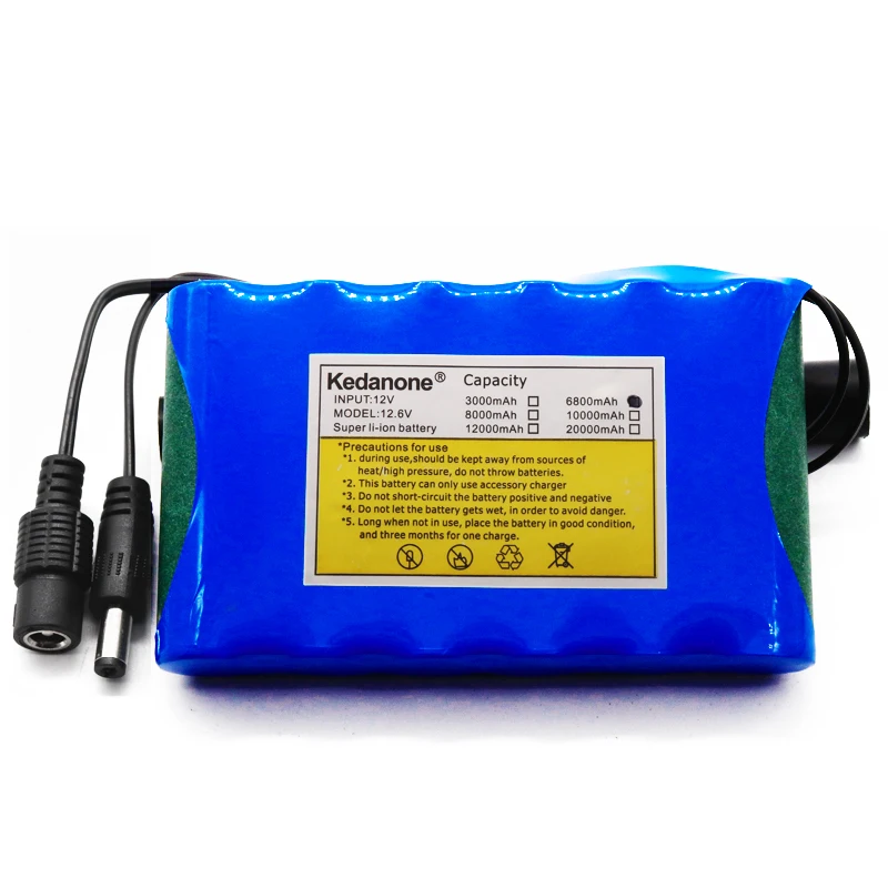 12v аккумулятор 6.8Ah 18650 перезаряжаемый комплект литий-ионный батарей Емкость DC 12,6 V 6800 Mah CCTV Cam монитор+ 1A зарядное устройство