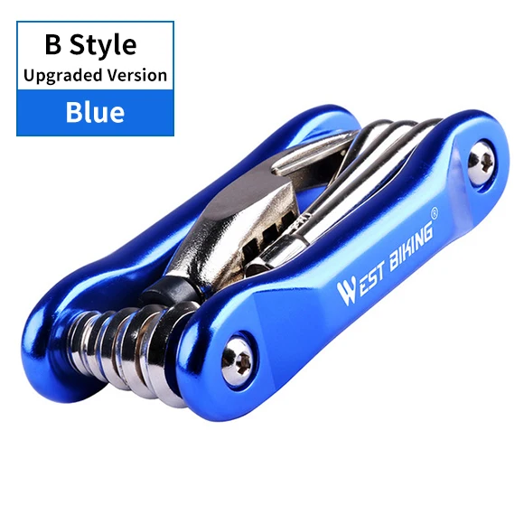 Upgraded Blue WEST BIKING Инструменты для ремонта велосипеда MTB набор 11 в 1 функциональные Складные Инструменты Набор гаечных ключей ключ для ремонта шин инструменты для ремонта велосипеда - Цвет: Upgraded Blue
