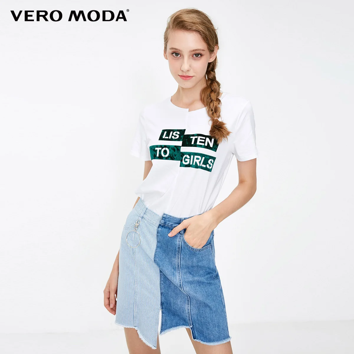 Vero Moda Женская нерегулярная сплайсинга кольцо лоскутное мини джинсовая юбка | 318337514 - Цвет: Lt. blue denim