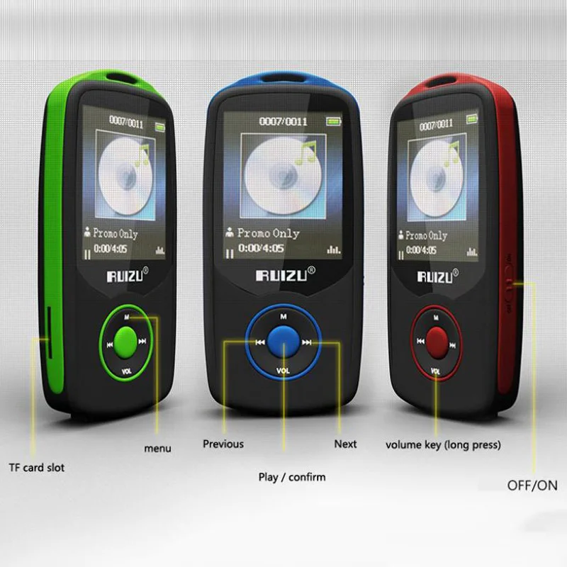 Original RUIZU X06 Mp3 Player Bluetooth 8GB TFT 1.8" LCD Screen Lossless Voice Recorder FM Hifi Mini Sports MP3 Music | Электроника