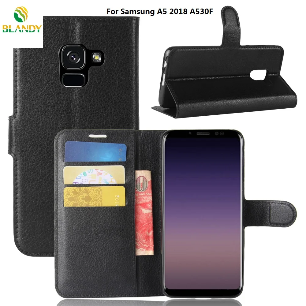 100pcs/lot For Samsung A5 A7 2018 A530F A730F Lychee Wallet Leather TPU cover case samsung C5 pro J7 plus C10 Xcover 4 | Мобильные