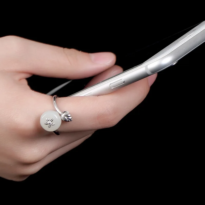 S925 Серебряное кольцо с инкрустированным цветком универсальное серебряное