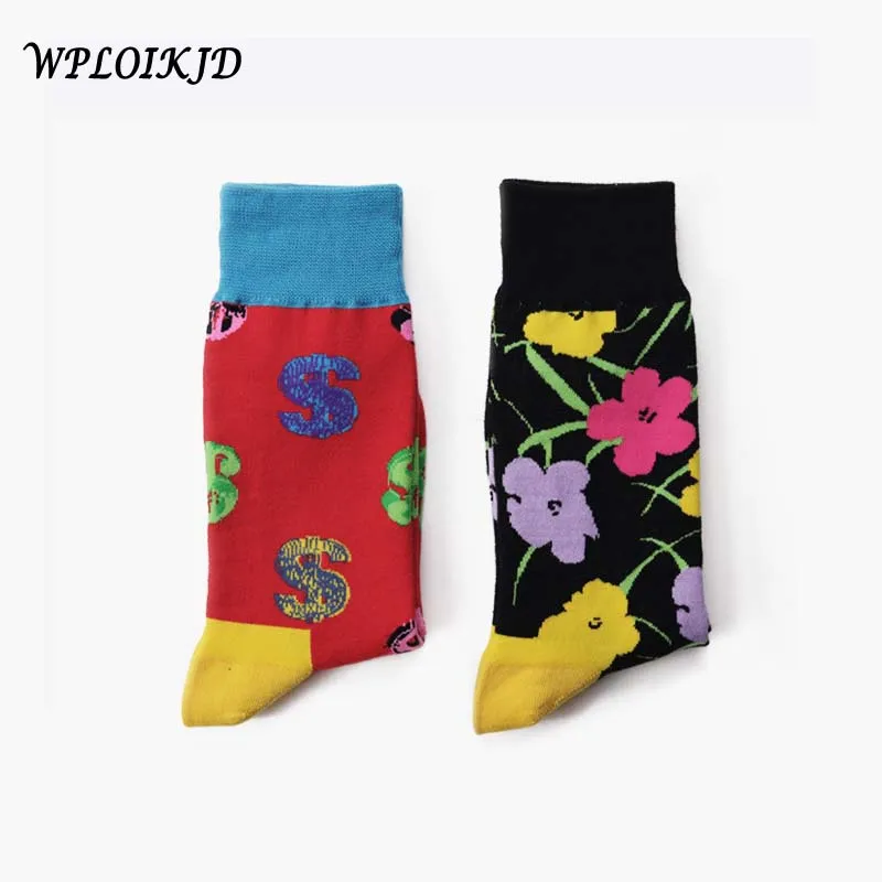 

[WPLOIKJD]Cute Novelty Creative Harajuku Socks Japanese Funny Socks Women Jacquard Cartoon Meias Feminino Art Abstract Sokken
