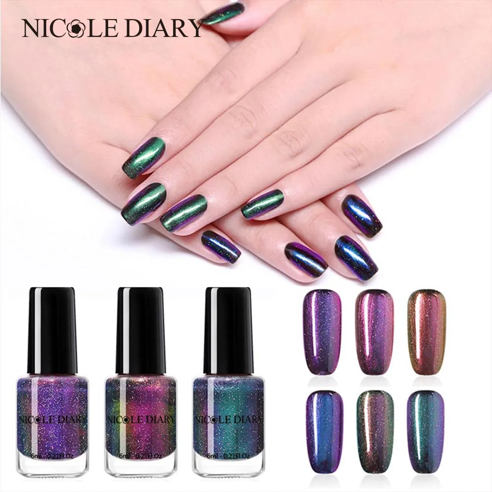 Лак для ногтей NICOLE DIARY хамелеоновый Отшелушивающий лак на водной основе с