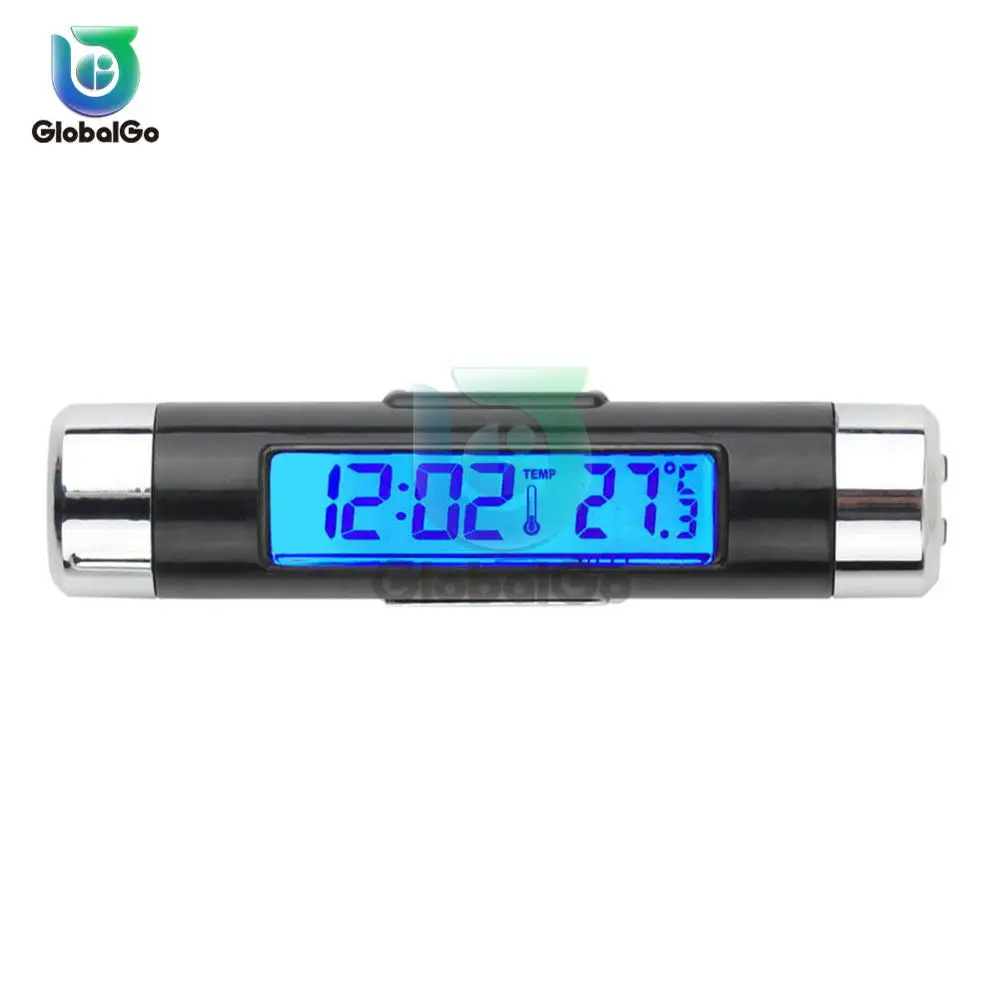 2-in-1 Car Clock Thermometer With Clip Automotive Digital LCD Backlight Temperature Meter Tester Home Mini | Инструменты