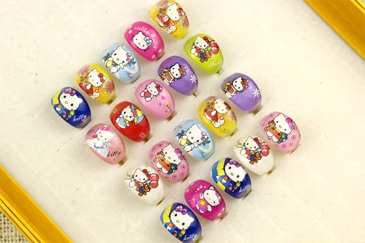 Детские Кольца Hello Kitty 1 шт. Мультяшные пластиковые ювелирные изделия из смолы для
