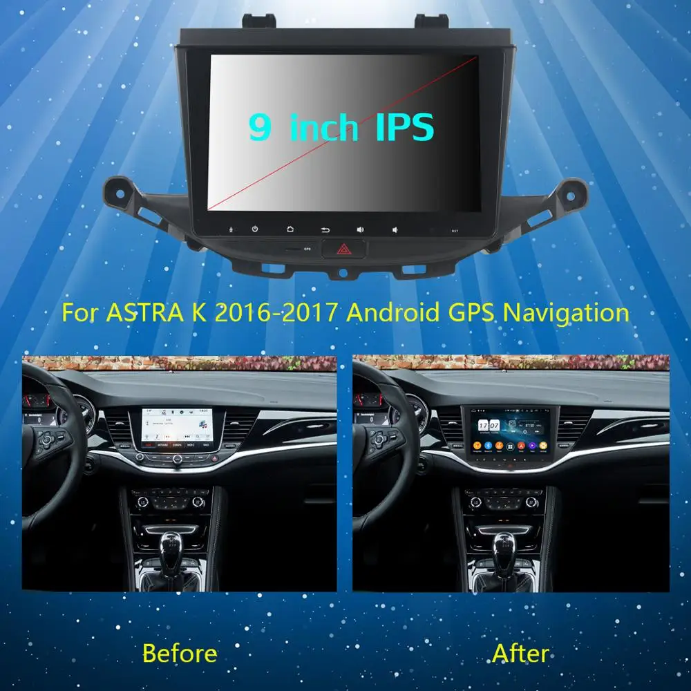Автомобильный DVD плеер IPS 9 &quotAndroid 0 8 ядер 4 Гб + 64 ГБ GPS навигация для Opel ASTRA K 2016 2017