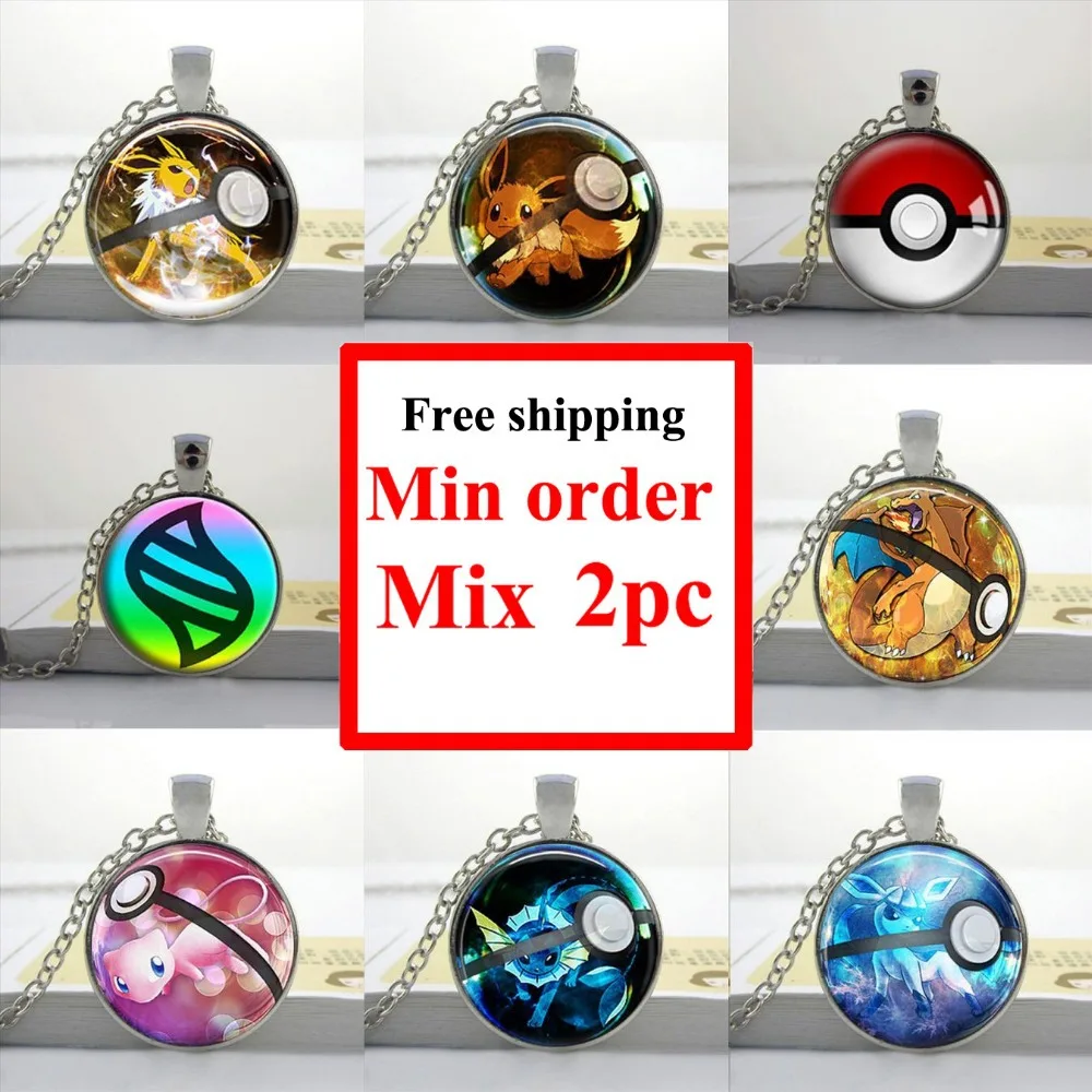 HZShinling Горячие Стекло купол ювелирные изделия Eevee Pokeball круглый Цепочки и ожерелья Покемон Пикачу подвеска персонализированные изображение Цепочки и ожерелья HZ1